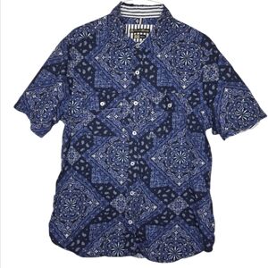 English Laundry Men's Bandana Paisley Print Short Sleeve Shirt Size M
